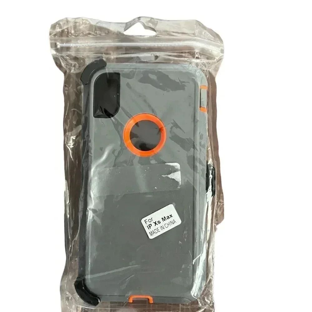 🌸iPhone Xs Max Heavy‎ Duty Case w/ Clip Gray/Orange 🌸